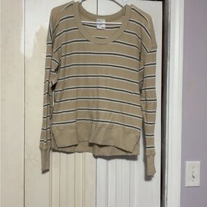 Aerie’s Tan and White Striped Ribbed Top